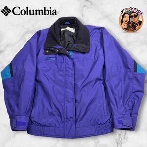 Columbia Vtg 90s Bugaboo‎ Ski Shell Rain Jacket Womens M Purple Zip Up Outerwear